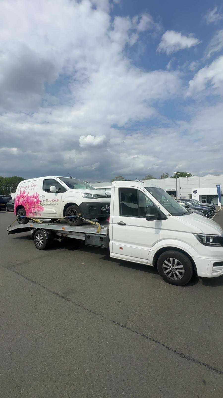 Citroen Berlingo van transported on the CT Recovery flatbed